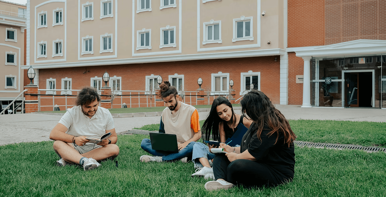 Students studying on campus